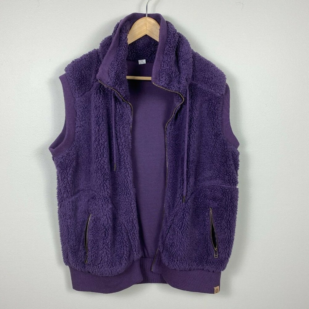 Artisans Vest XXL Purple‎ Plush Fleece Sleeveless High Neck Drawstring - Picture 7 of 11